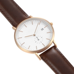 Rose Gold Case White Dial em aço inoxidável relógio de pulso de pulso homens