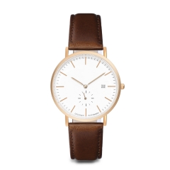 Rose Gold Case White Dial em aço inoxidável relógio de pulso de pulso homens