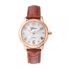 Rose Gold Casual Quartz movimento suíço à prova de água Relógio para senhora